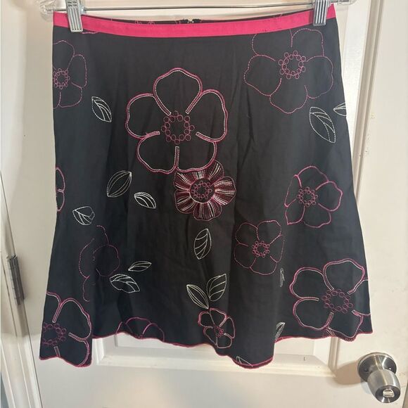 Heart Soul Black VINTAGE and Pink Floral Mini Skirt size m EUC - Picture 1 of 4